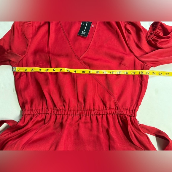 INC International Concepts Cranberry red surplice ruffle hem midi dress size M - Picture 14 of 16